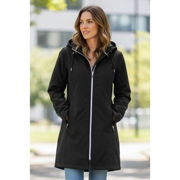 Sunice Sport Soft Shell Black Waterproof Car Coat/Jacket With Hood Womens Size L - Picture 1 of 16